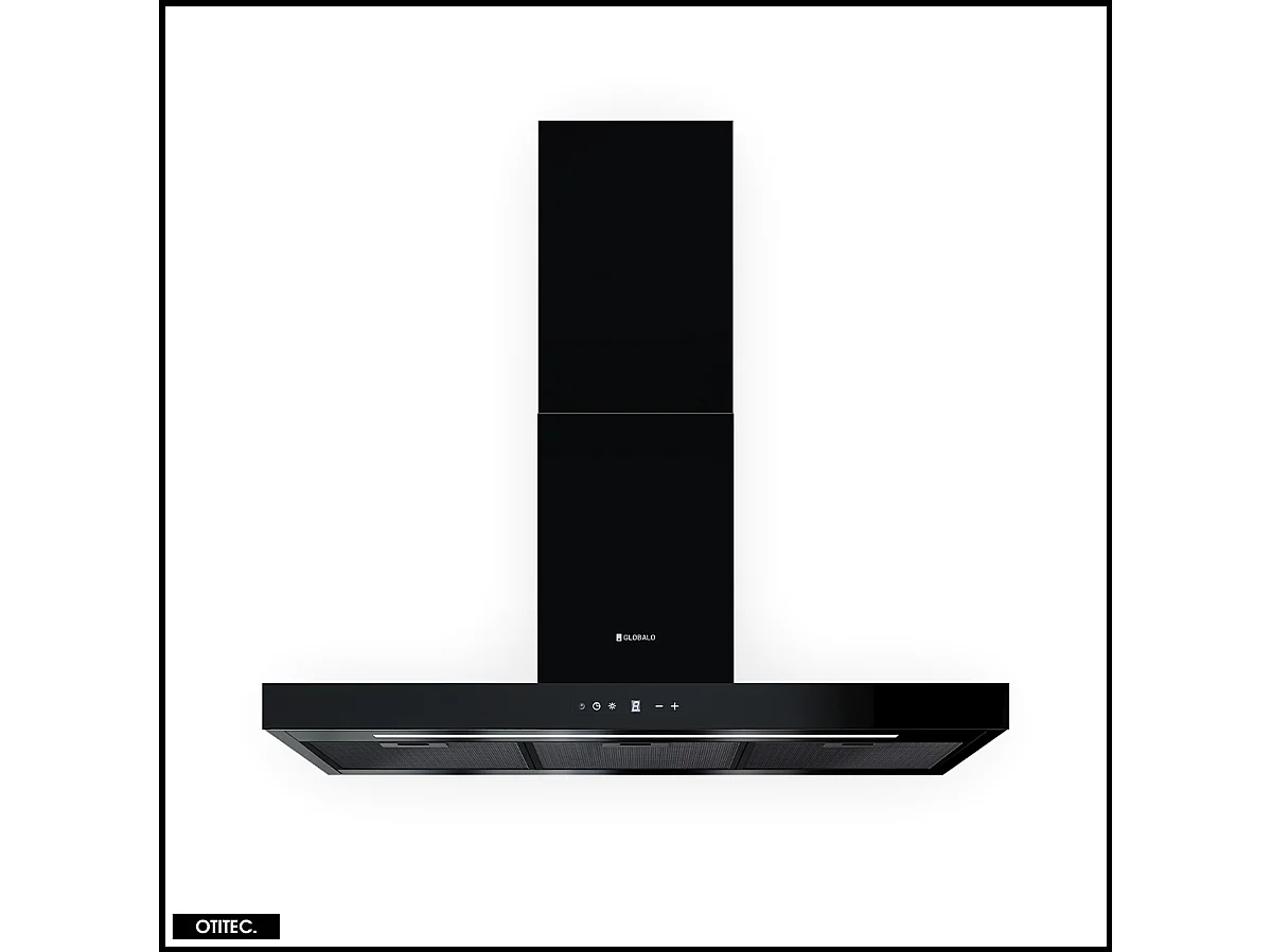 Hotte Murale Aspirante Silencieuse - 90 cm - 608 m3/h - LONATIO - Noir