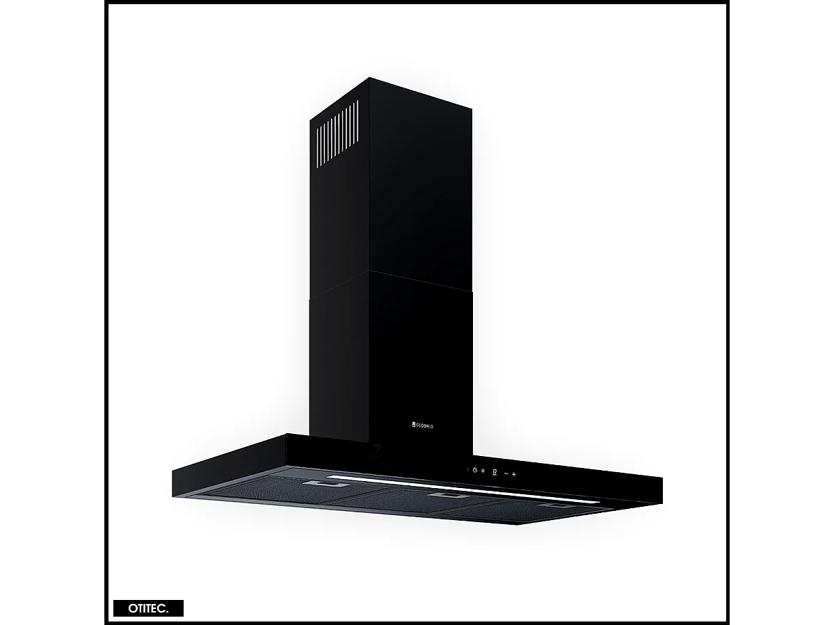 Hotte Murale Aspirante Silencieuse - 90 cm - 608 m3/h - LONATIO - Noir