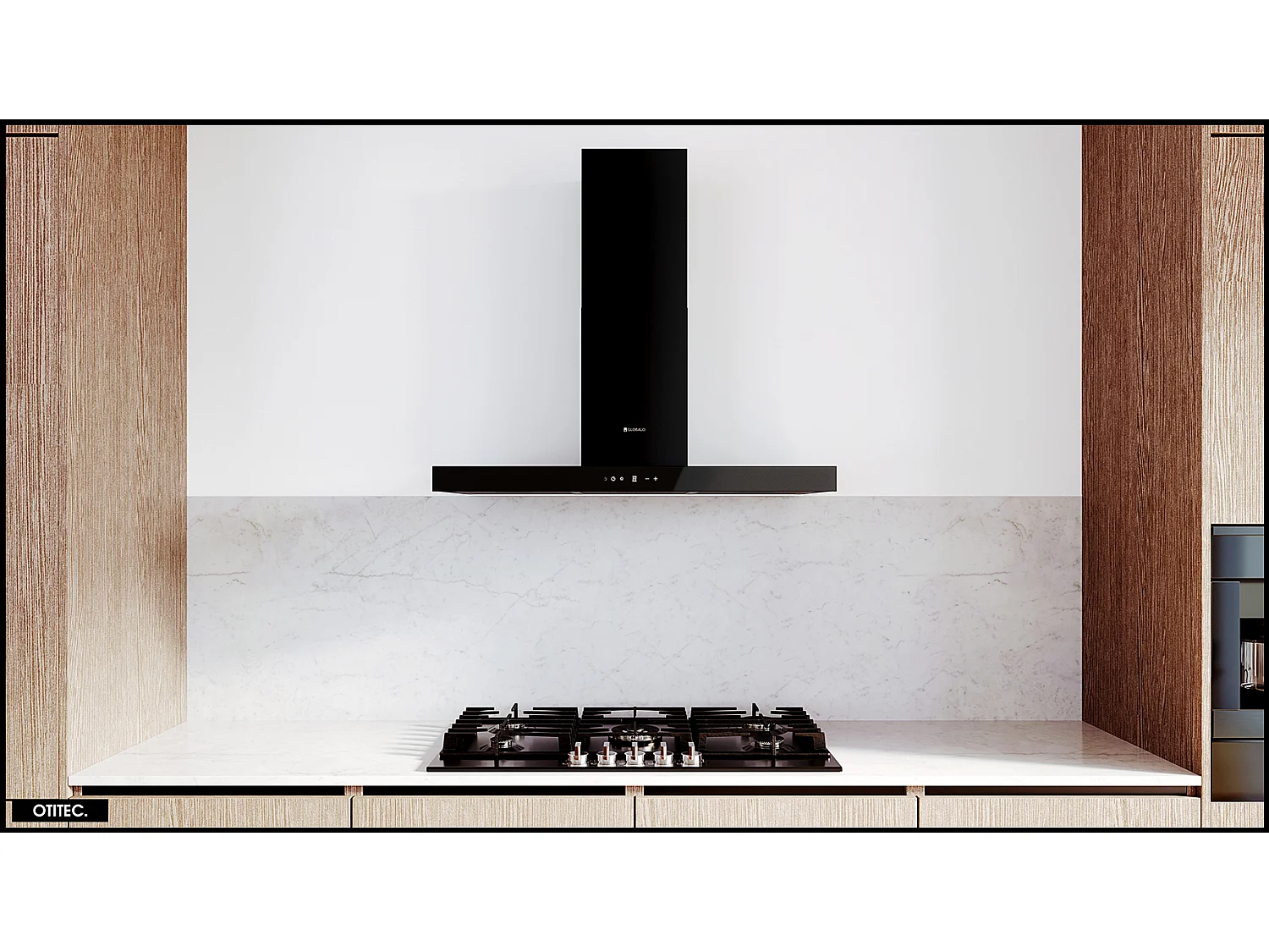 Hotte Murale Aspirante Silencieuse - 90 cm - 608 m3/h - LONATIO - Noir