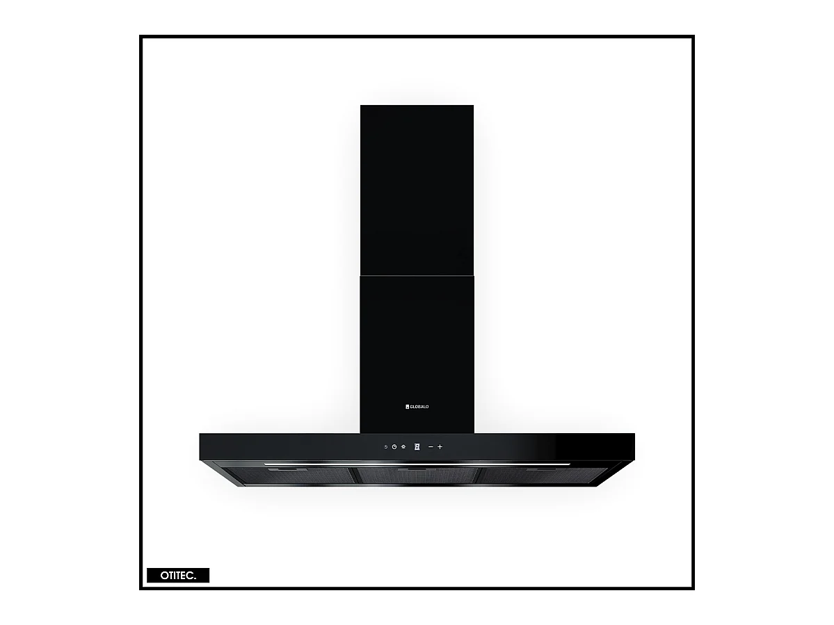 Hotte Murale Aspirante Silencieuse - 90 cm - 608 m3/h - LONATIO - Noir