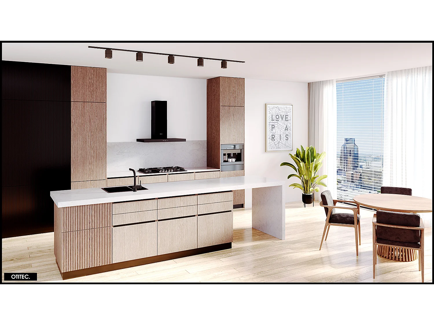 Hotte Murale Aspirante Silencieuse - 90 cm - 608 m3/h - LONATIO - Noir