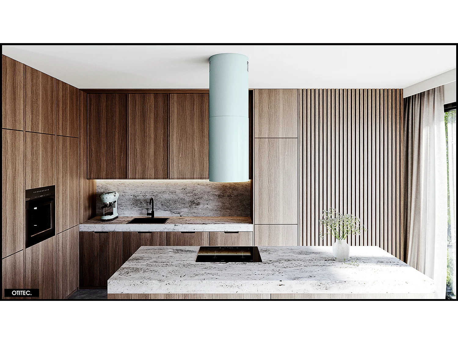 Hotte Îlot Aspirante Silencieuse - 39 cm - 570 m3/h - LOBELIO - Menthe