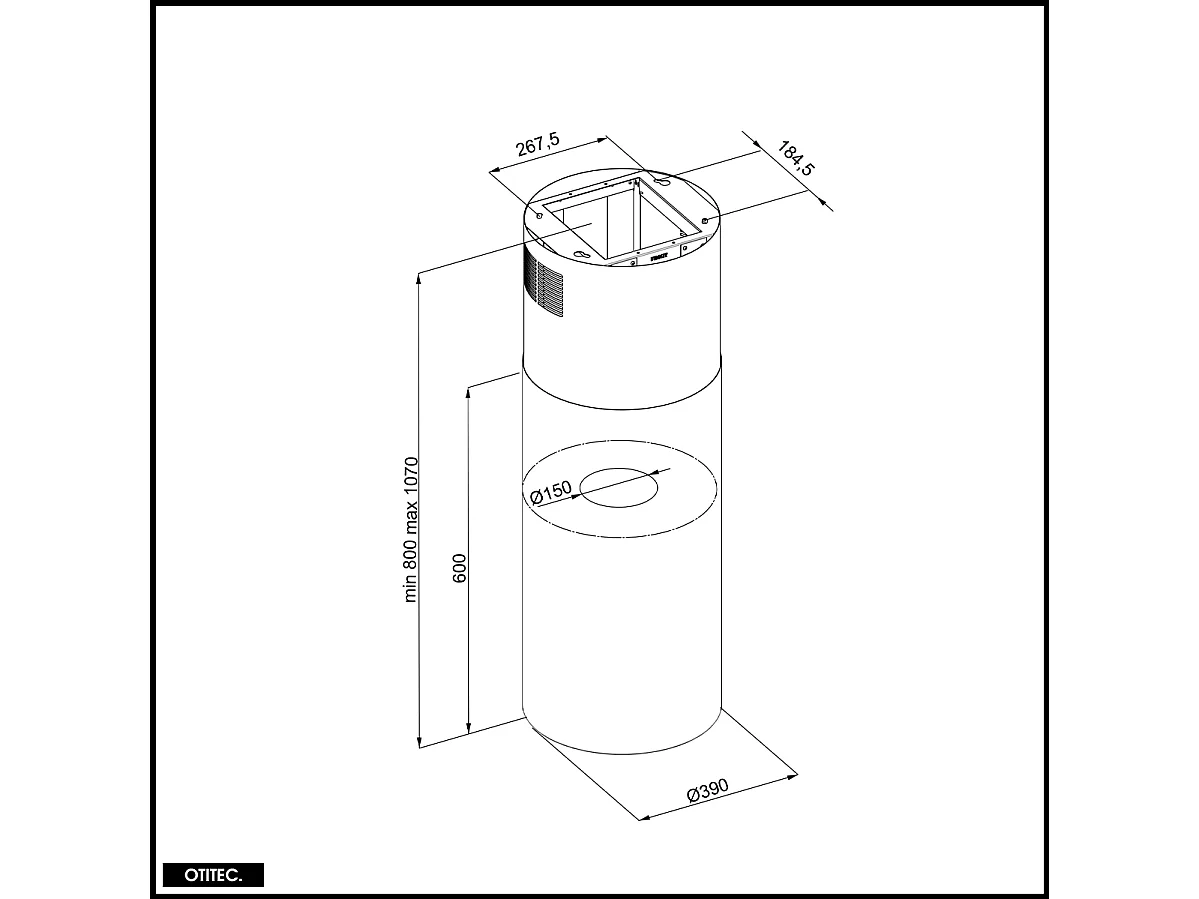 Hotte Îlot Aspirante Silencieuse - 39 cm - 570 m3/h - LOBELIO - Menthe