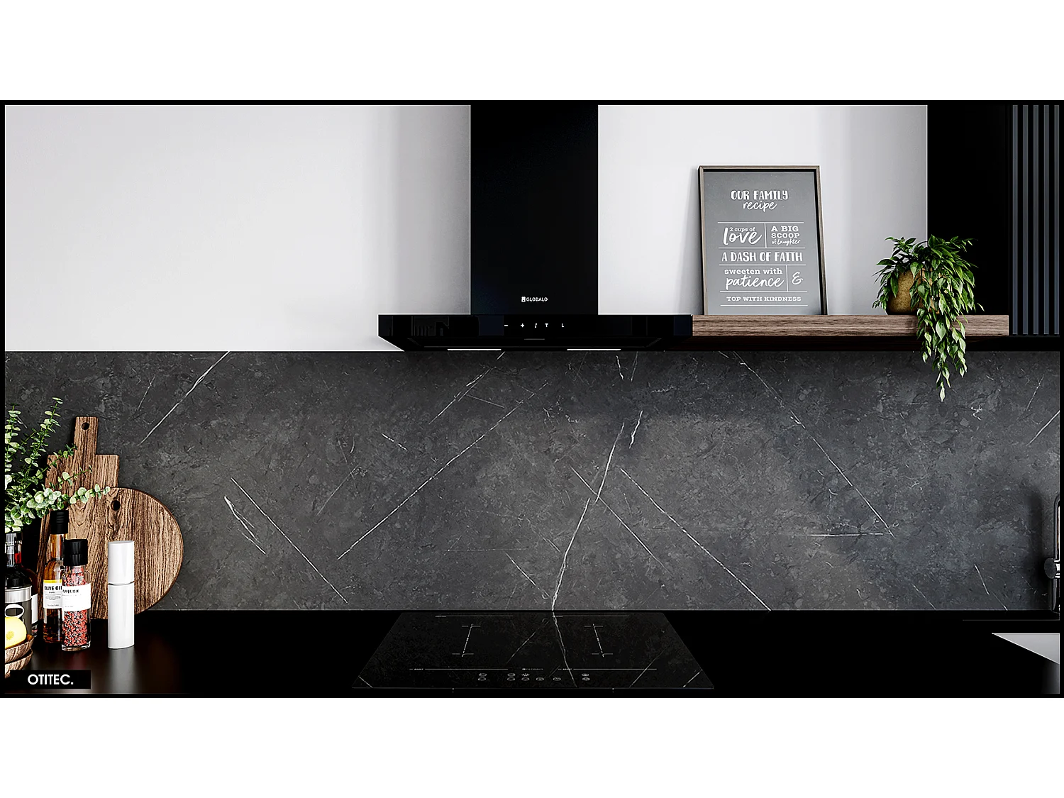 Hotte Murale Aspirante Silencieuse - 60 cm - 555 m3/h - AVENTELIO - Noir