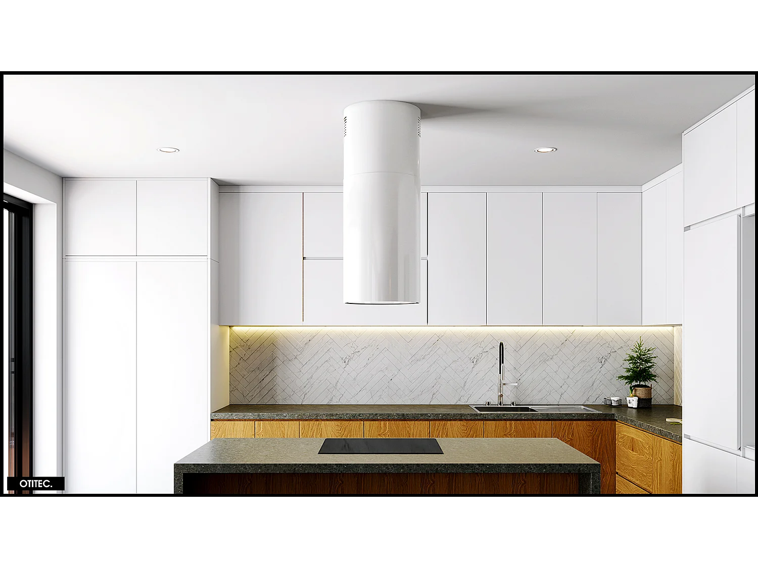 Hotte Îlot Aspirante Silencieuse - 39 cm - 715 m3/h - WERENISO - Blanc