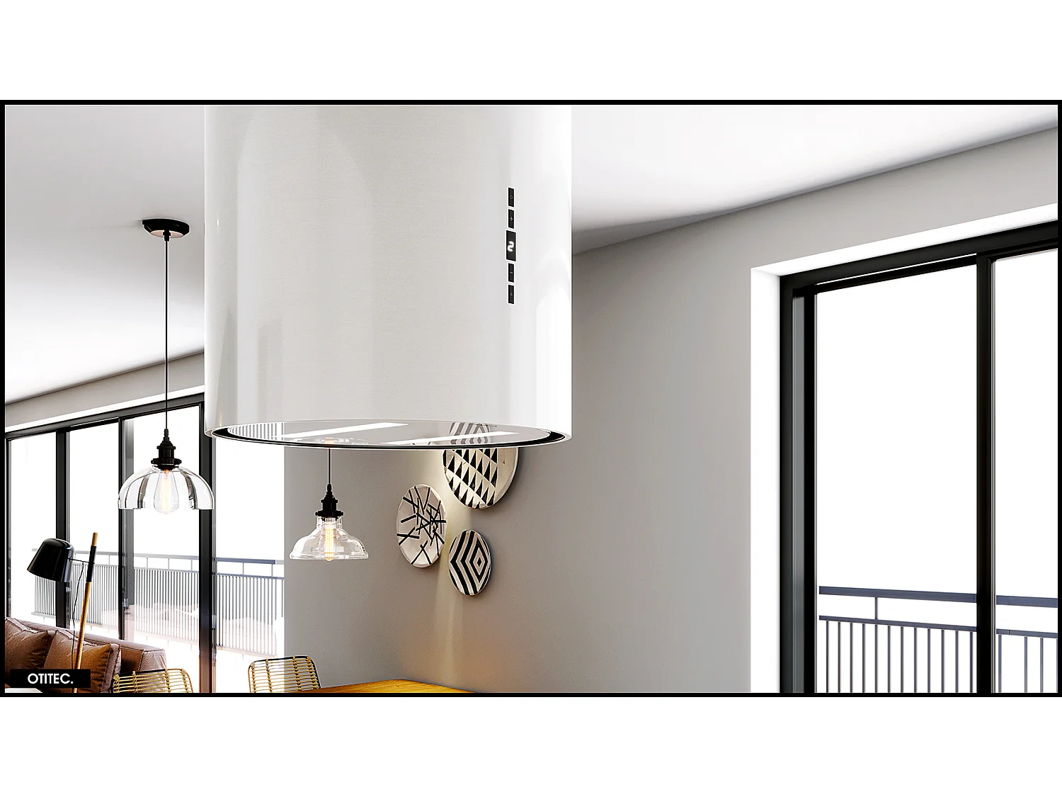 Hotte Îlot Aspirante Silencieuse - 39 cm - 715 m3/h - WERENISO - Blanc