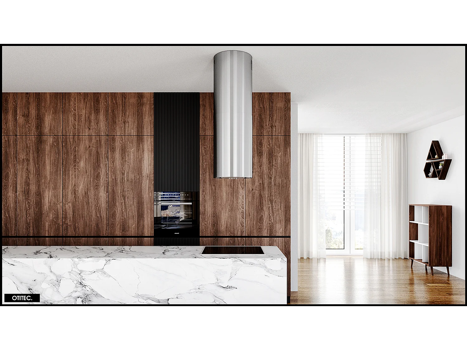 Hotte Îlot Aspirante Silencieuse - 39 cm - 570 m3/h - LOBELIO - Inox