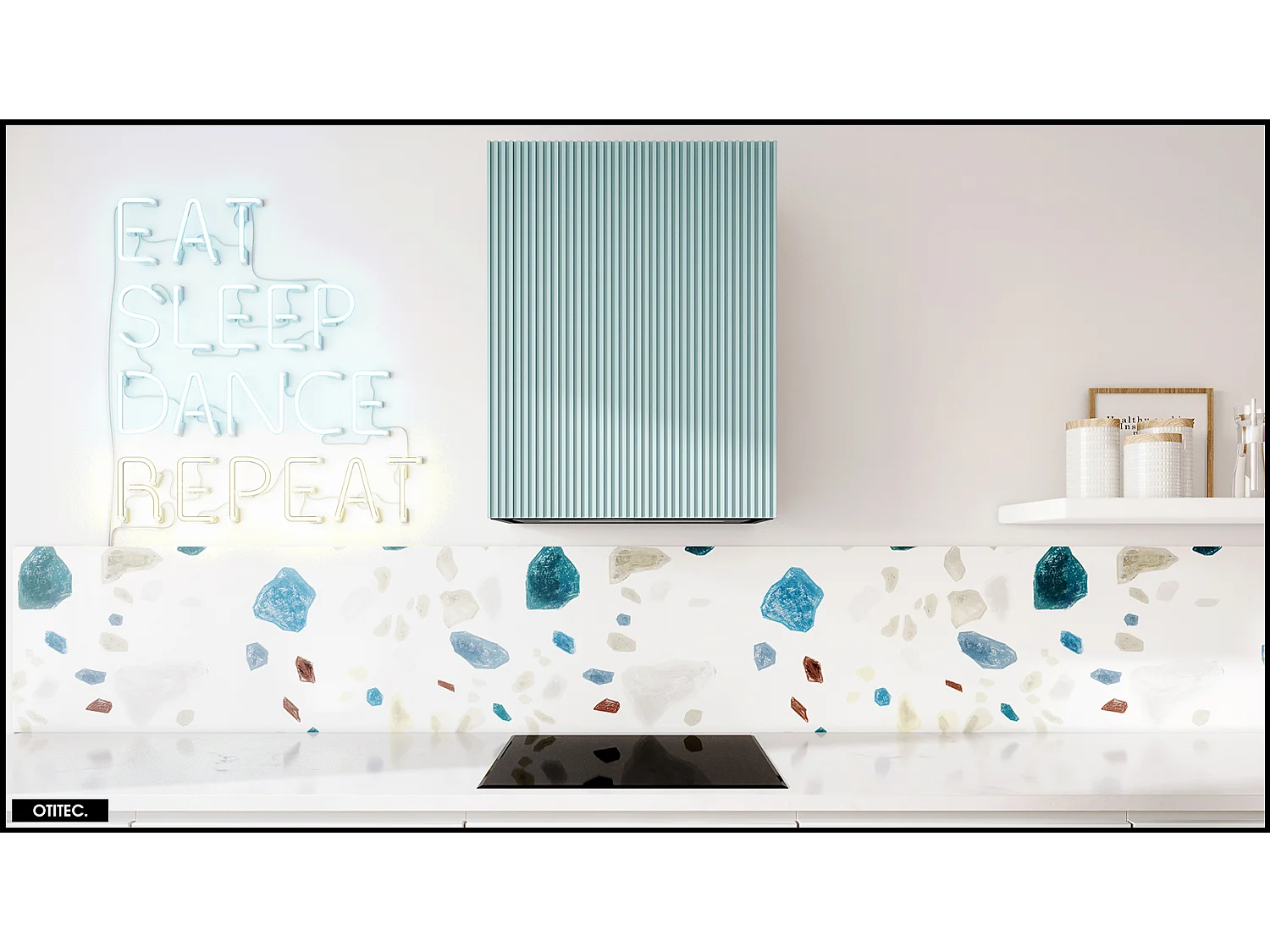 Hotte Murale Aspirante Silencieuse - 60 cm - 720 m3/h - LOWIO - Noir Menthe