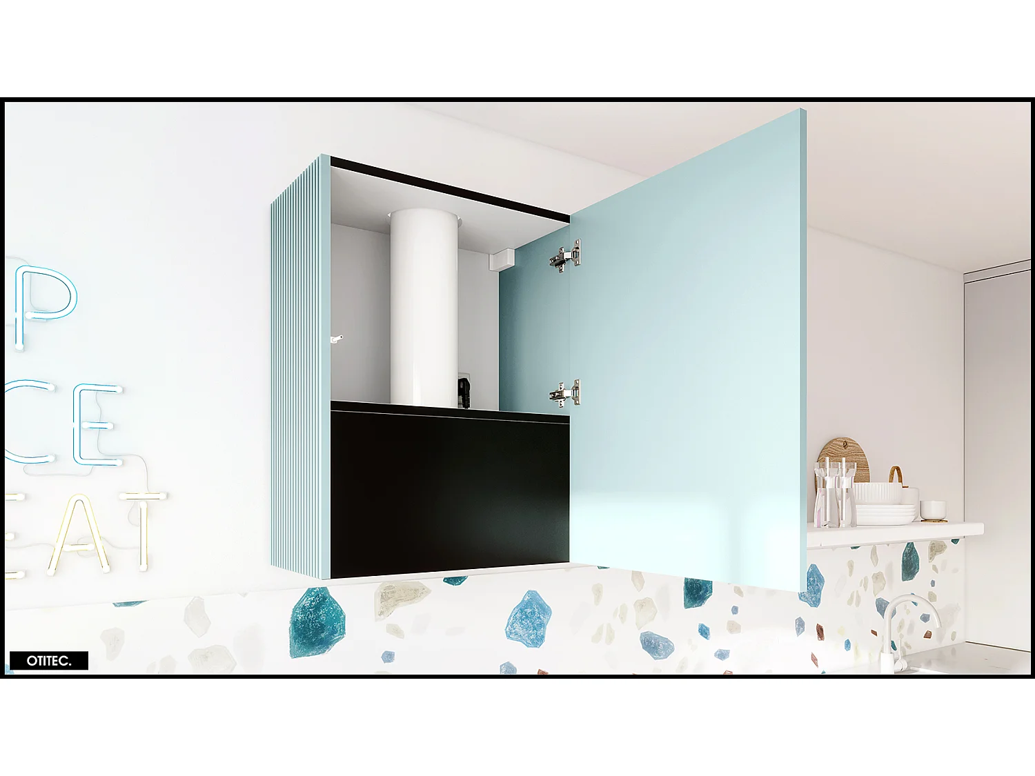 Hotte Murale Aspirante Silencieuse - 60 cm - 720 m3/h - LOWIO - Noir Menthe