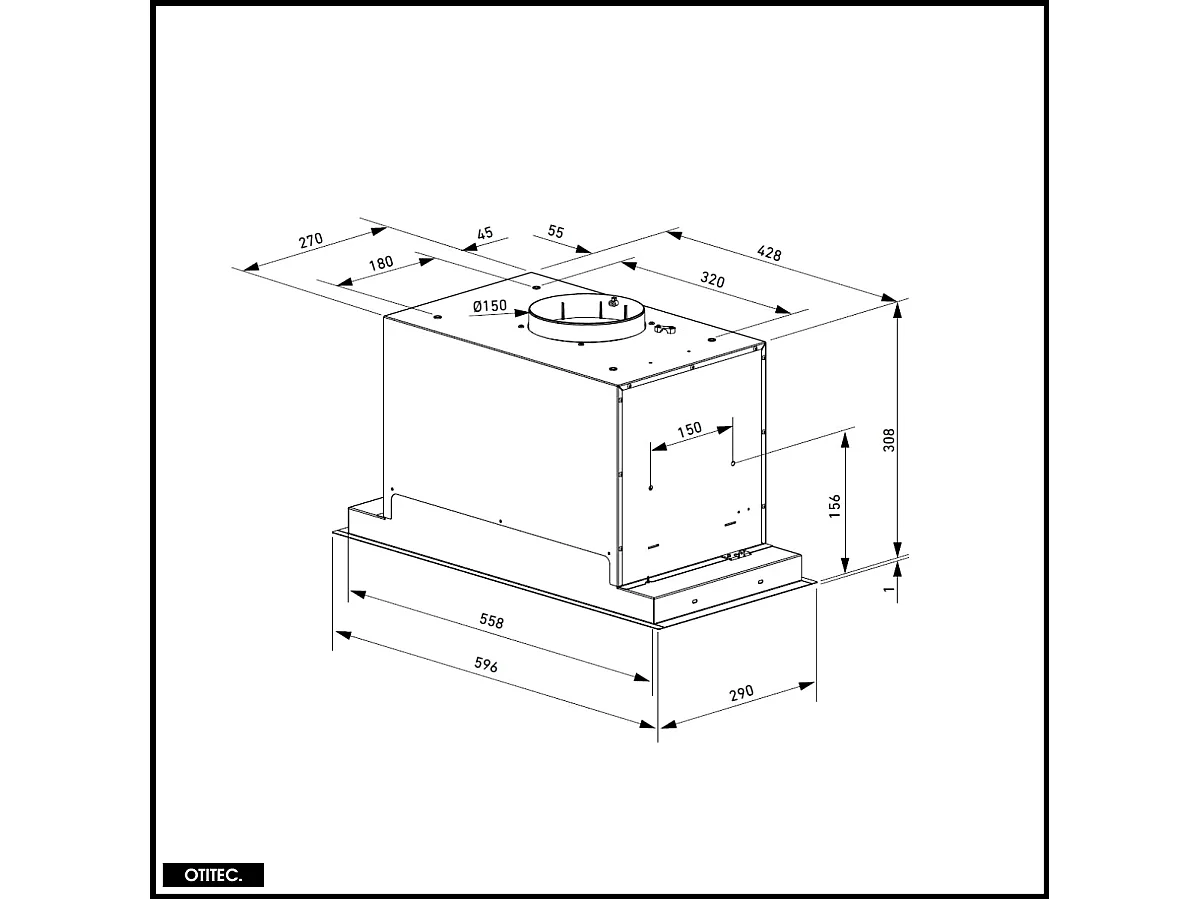 Hotte Murale Aspirante Silencieuse - 60 cm - 720 m3/h - LOWIO - Noir Menthe