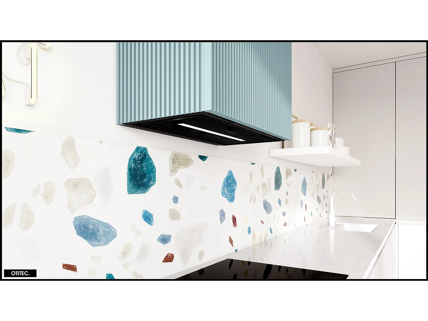 Hotte Murale Aspirante Silencieuse - 60 cm - 720 m3/h - LOWIO - Noir Menthe