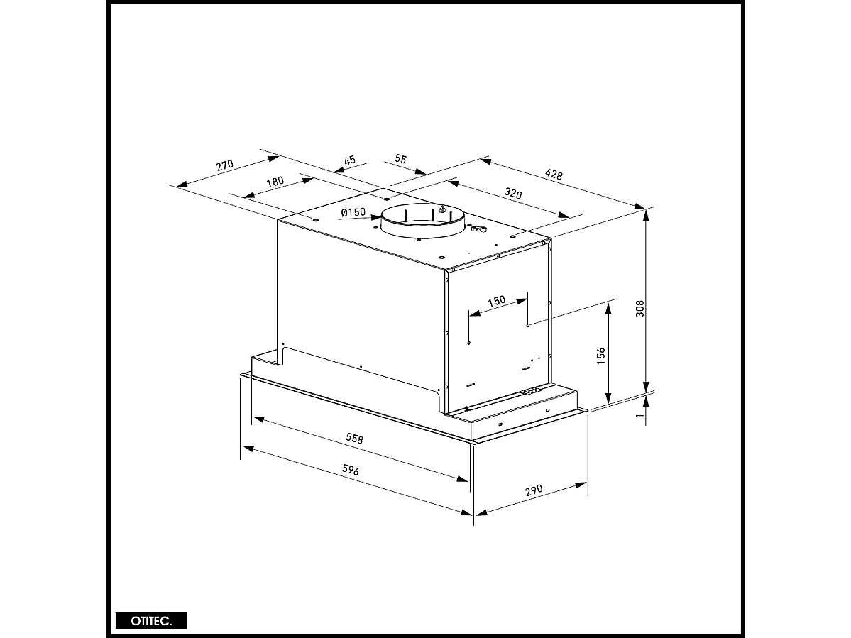 Hotte Casquette Aspirante Silencieuse - 60 cm - 580 m3/h - SELETIO - Noir