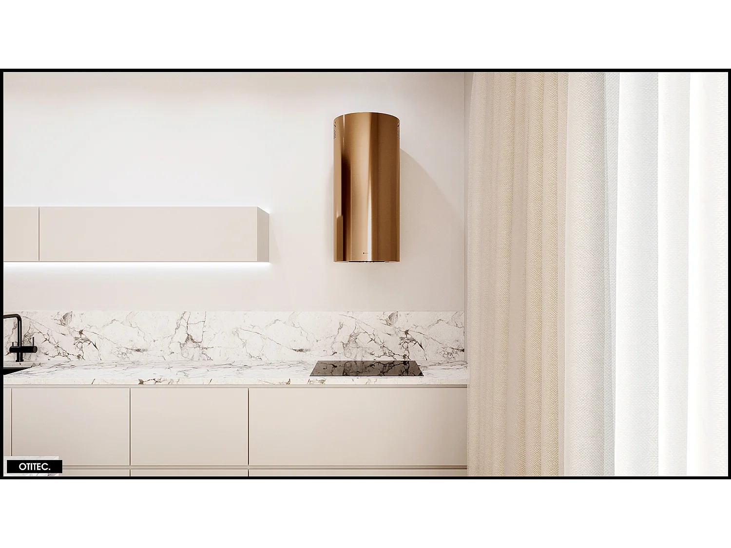 Hotte Murale Aspirante Silencieuse - 39 cm - 570 m3/h - LOBELIO - Caramel Doré