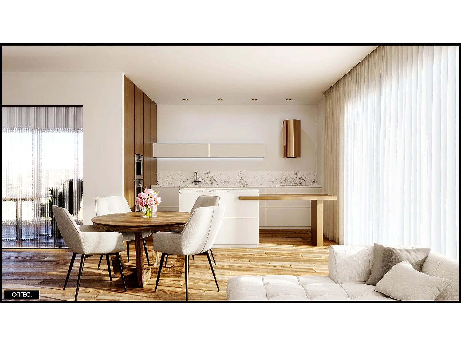 Hotte Murale Aspirante Silencieuse - 39 cm - 570 m3/h - LOBELIO - Caramel Doré