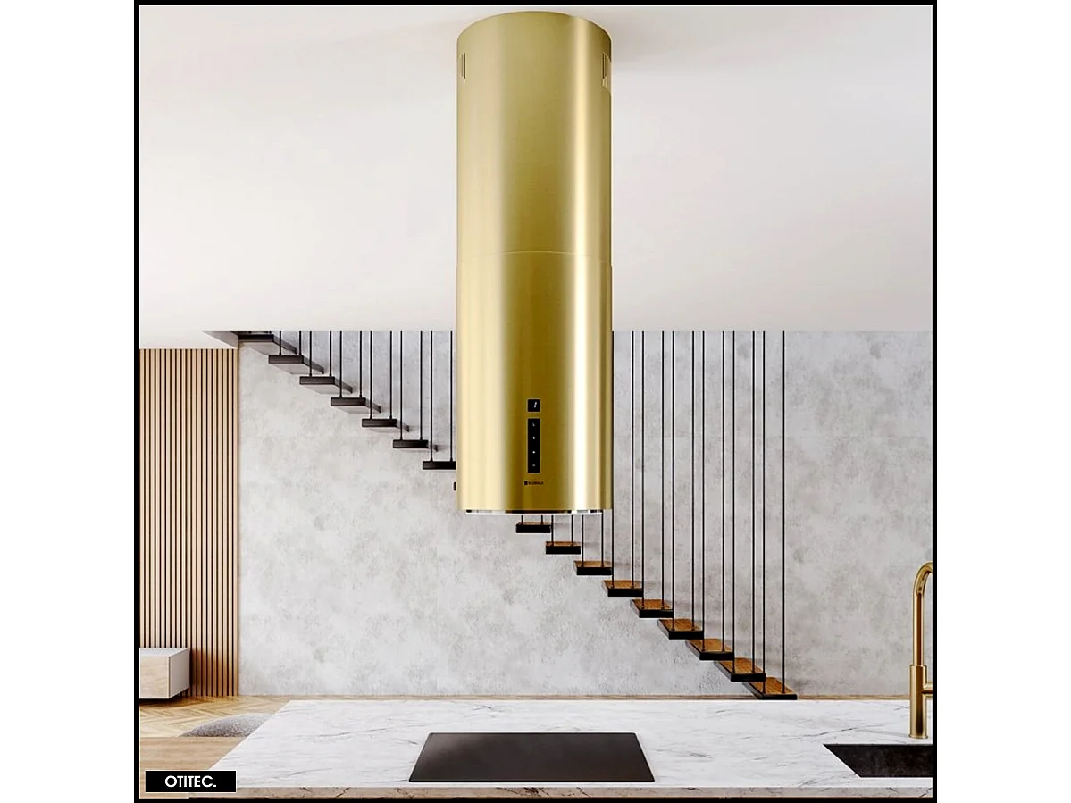 Hotte Îlot Aspirante Silencieuse - 39 cm - 675 m3/h - HEWENO - Doré Mat