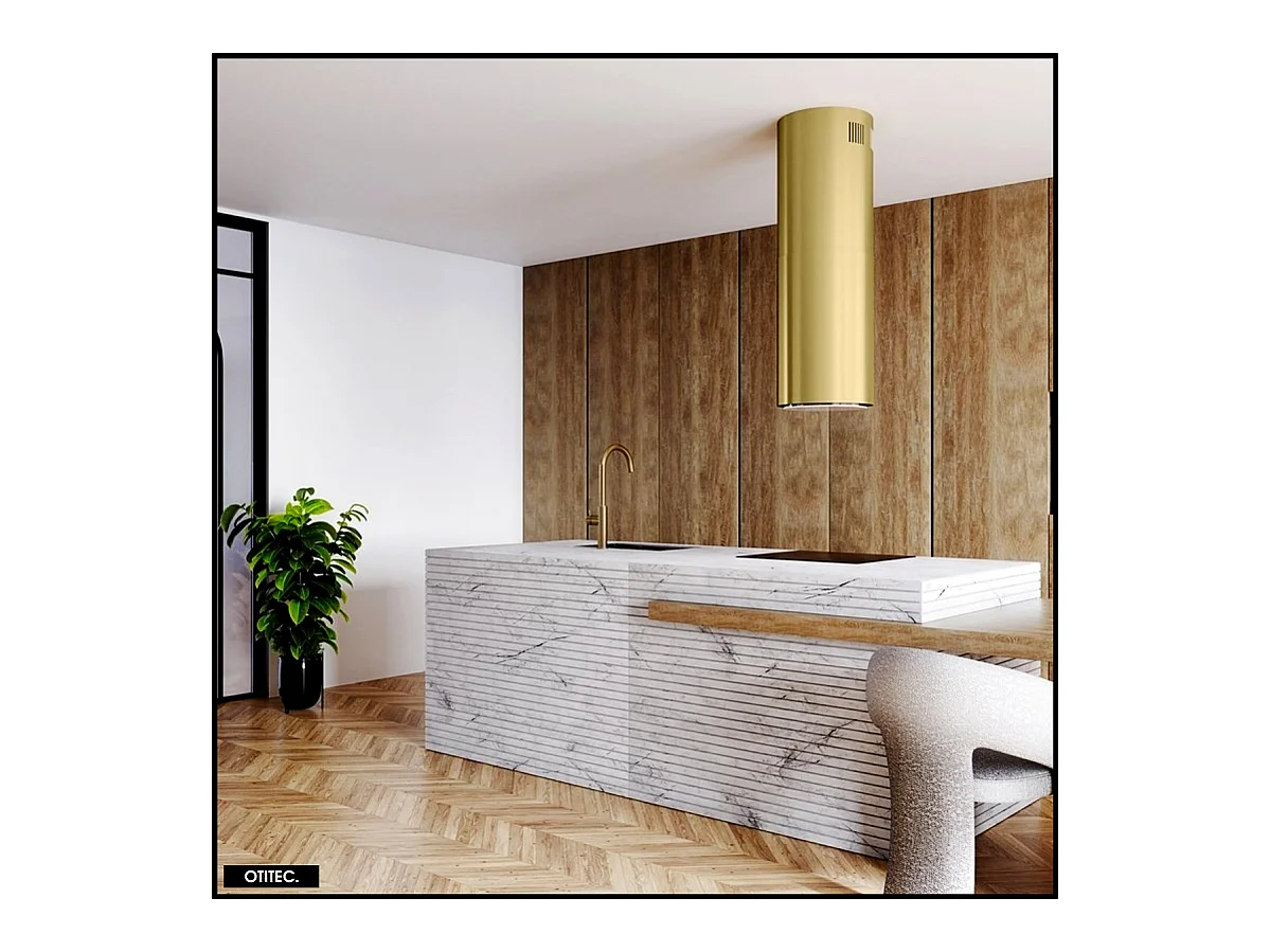 Hotte Îlot Aspirante Silencieuse - 39 cm - 675 m3/h - HEWENO - Doré Mat