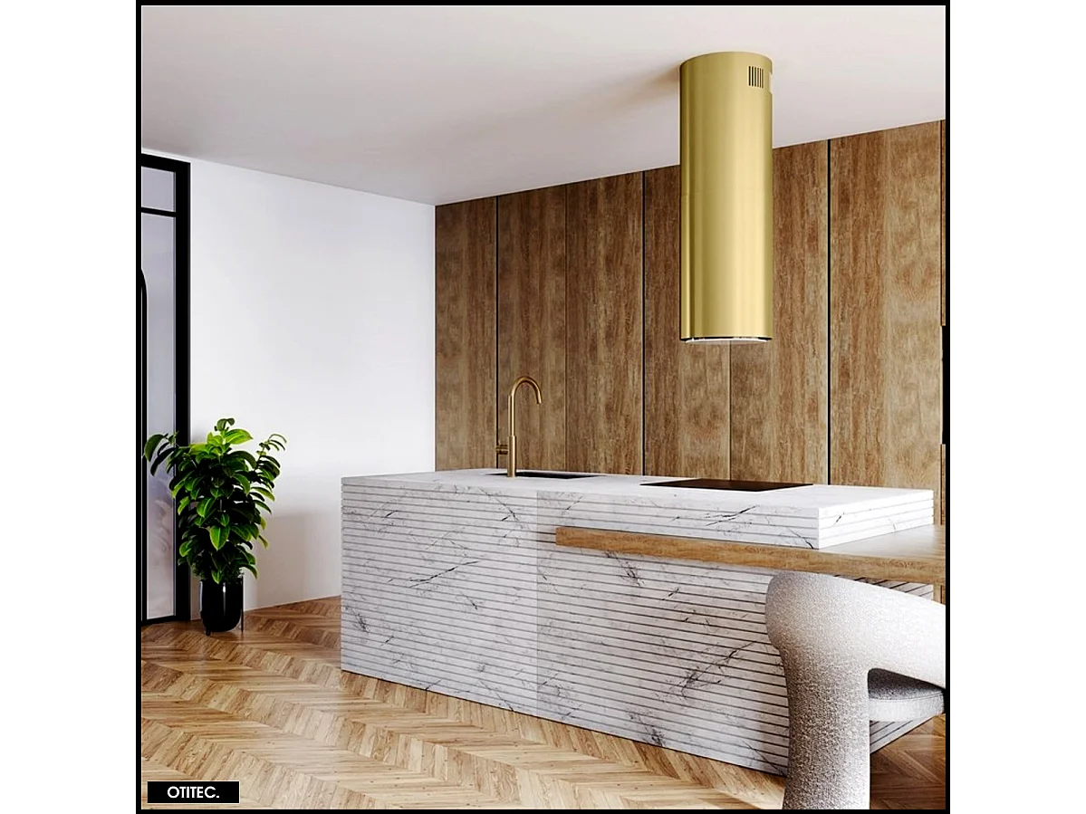 Hotte Îlot Aspirante Silencieuse - 39 cm - 675 m3/h - HEWENO - Doré Mat