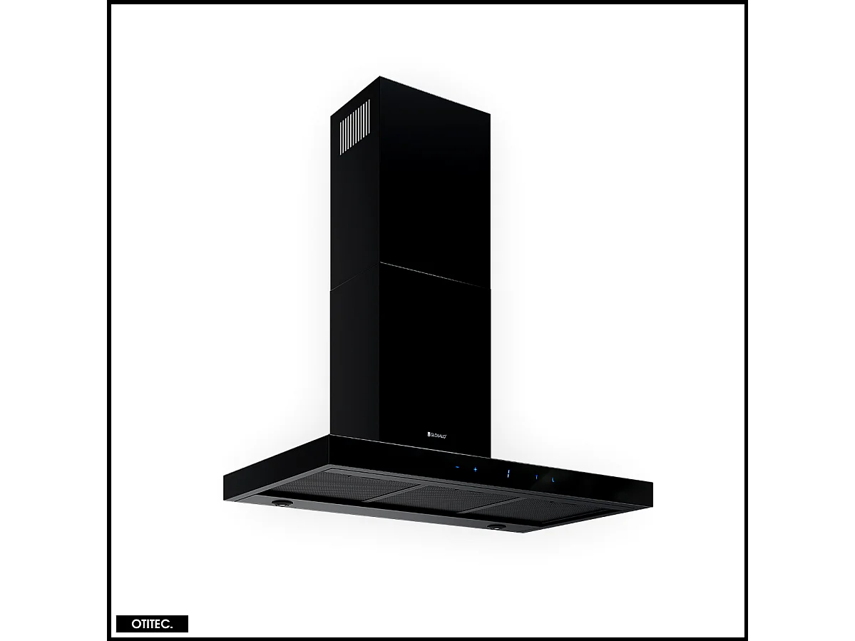 Hotte Murale Aspirante Silencieuse - 90 cm - 564 m3/h - VERTA H2H - Noir