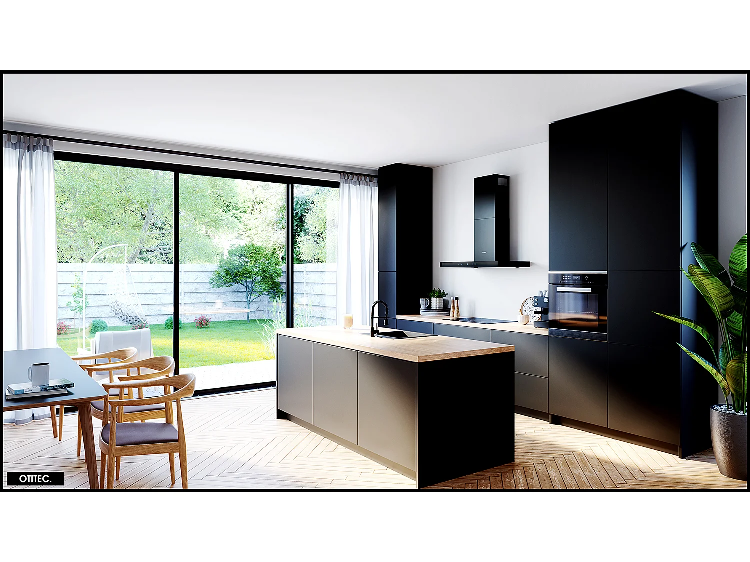 Hotte Murale Aspirante Silencieuse - 90 cm - 564 m3/h - VERTA H2H - Noir