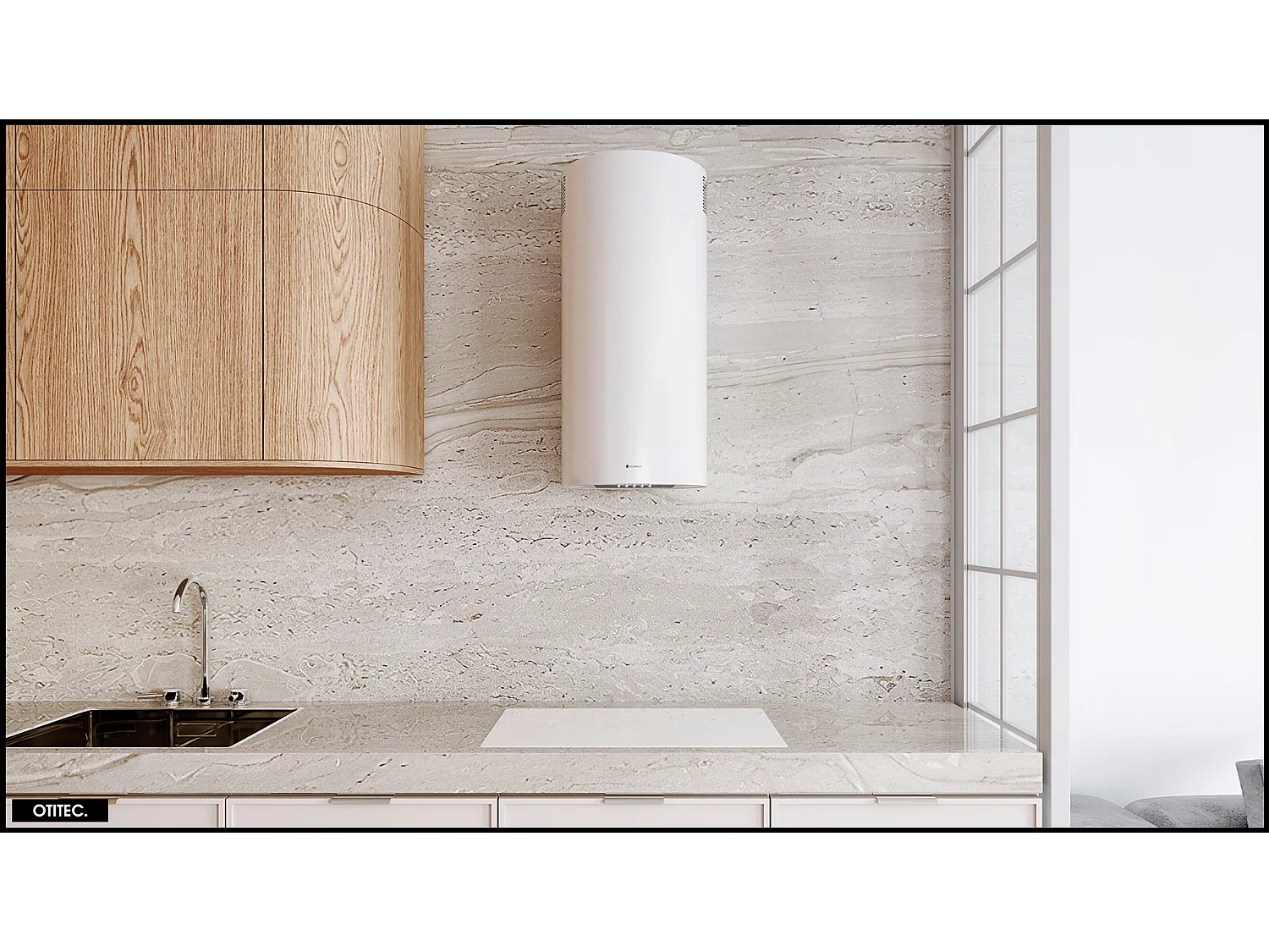 Hotte Murale Aspirante Silencieuse - 39 cm - 570 m3/h - LOBELIO - Blanc