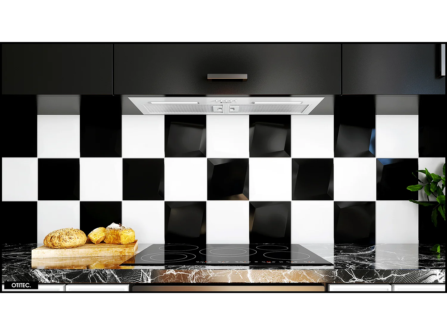 Hotte Casquette Aspirante Silencieuse - 80 cm - 330 m3/h - HADARIO - Blanc