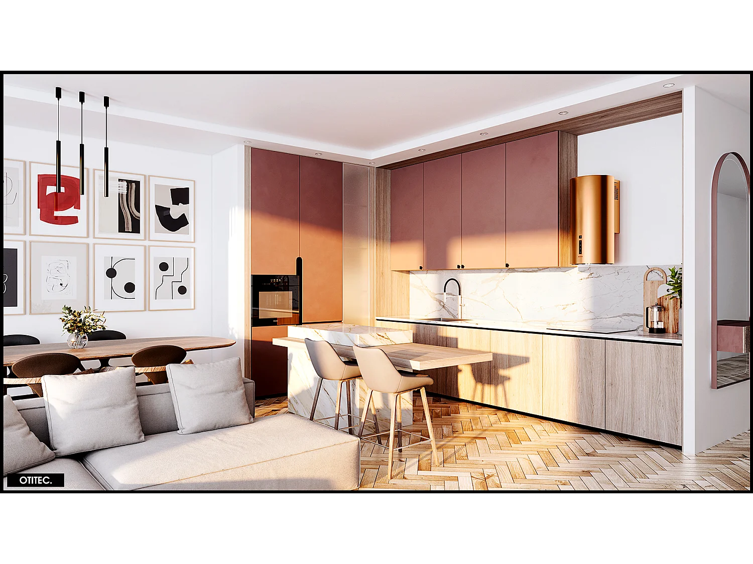 Hotte Murale Aspirante Silencieuse - 39 cm - 660 m3/h - HEWENO - Cuivre Mat