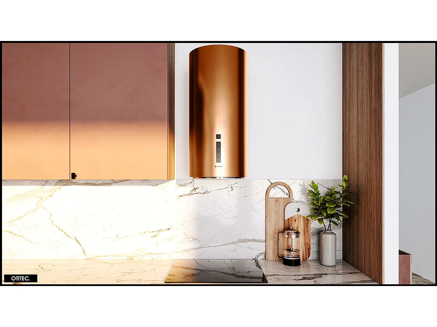 Hotte Murale Aspirante Silencieuse - 39 cm - 660 m3/h - HEWENO - Cuivre Mat