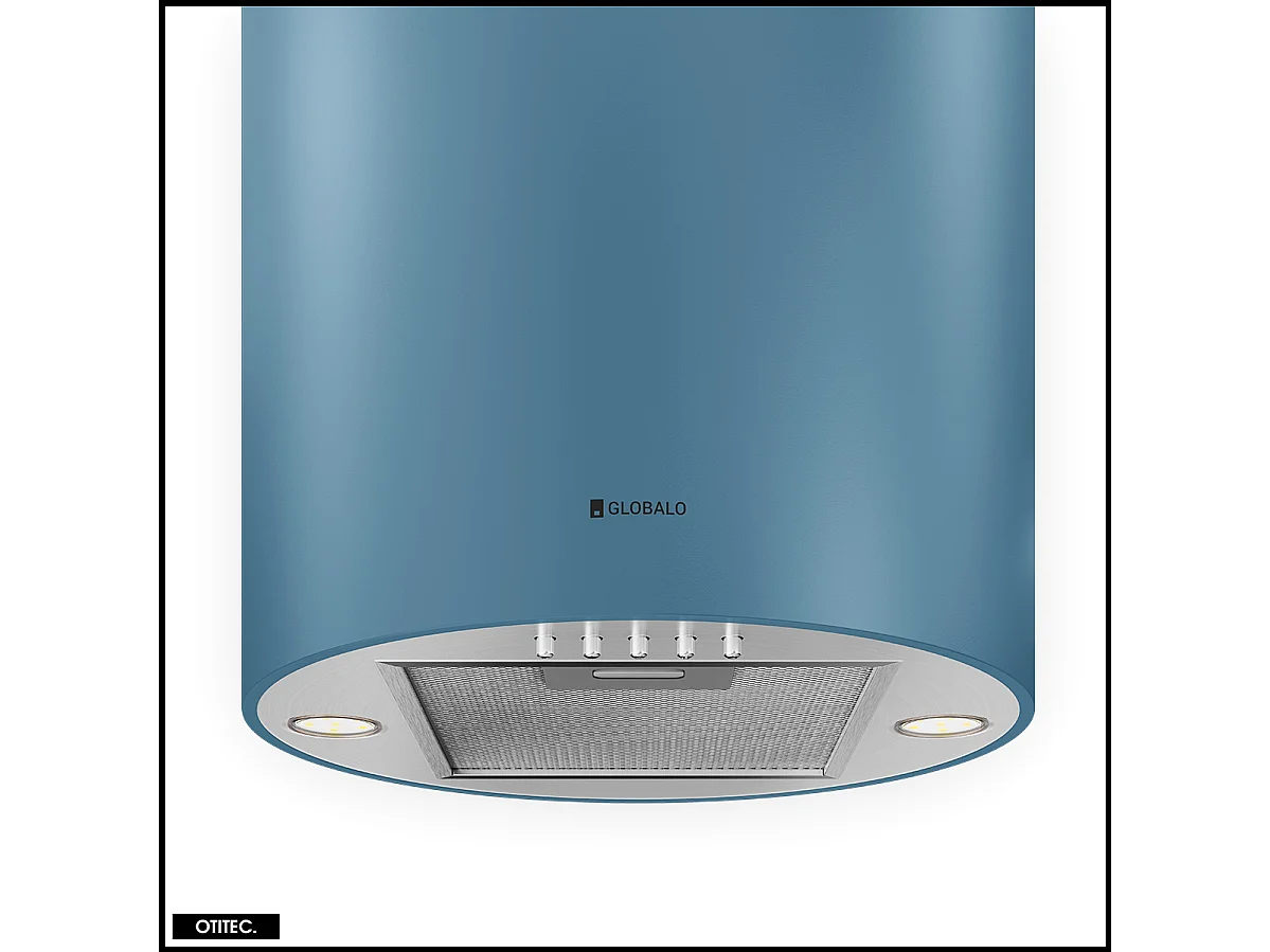 Hotte Îlot Aspirante Silencieuse - 39 cm - 570 m3/h - LOBELIO - Bleu Océan