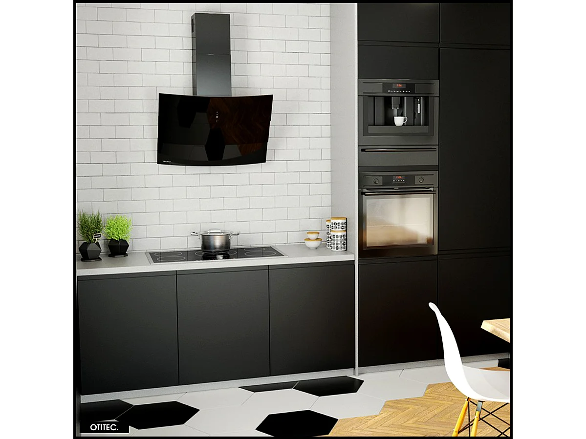 Hotte Murale Aspirante Silencieuse - 75 cm - 720 m3/h - VINTIO - Noir