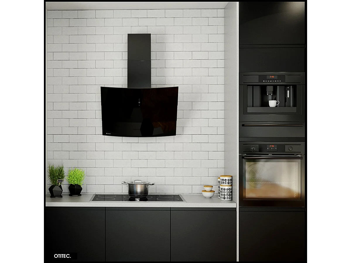 Hotte Murale Aspirante Silencieuse - 75 cm - 720 m3/h - VINTIO - Noir