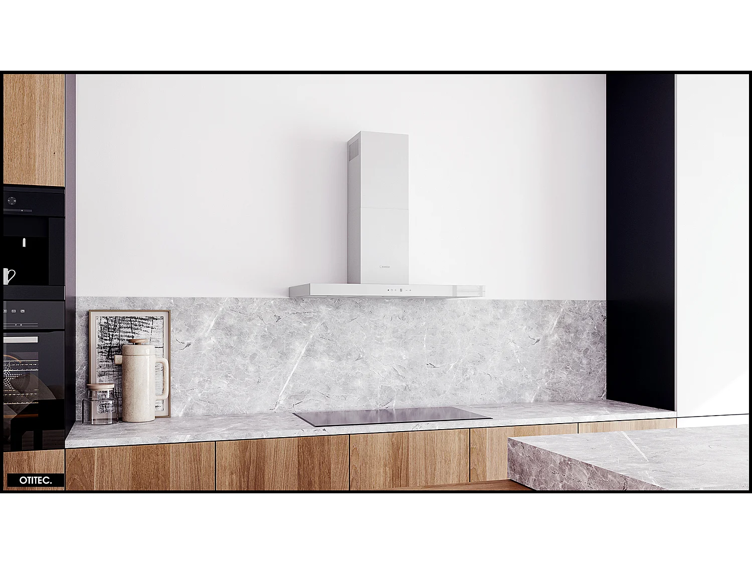 Hotte Murale Aspirante Silencieuse - 90 cm - 608 m3/h - LONATIO - Blanc