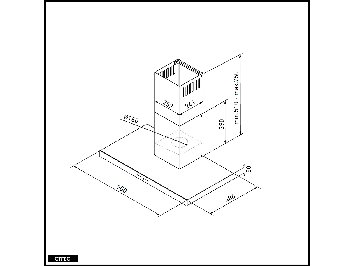 Hotte Murale Aspirante Silencieuse - 90 cm - 608 m3/h - LONATIO - Blanc