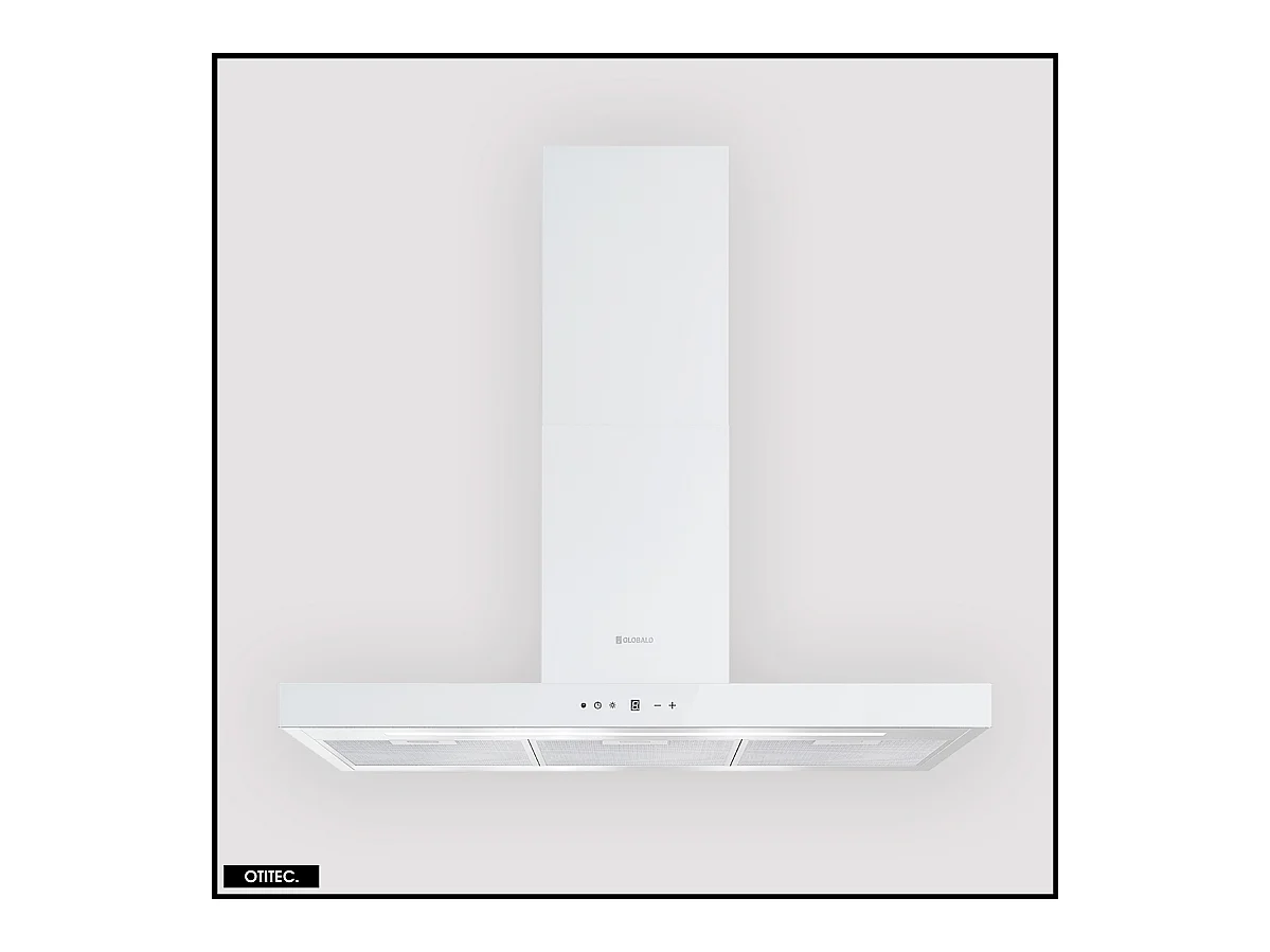 Hotte Murale Aspirante Silencieuse - 90 cm - 608 m3/h - LONATIO - Blanc