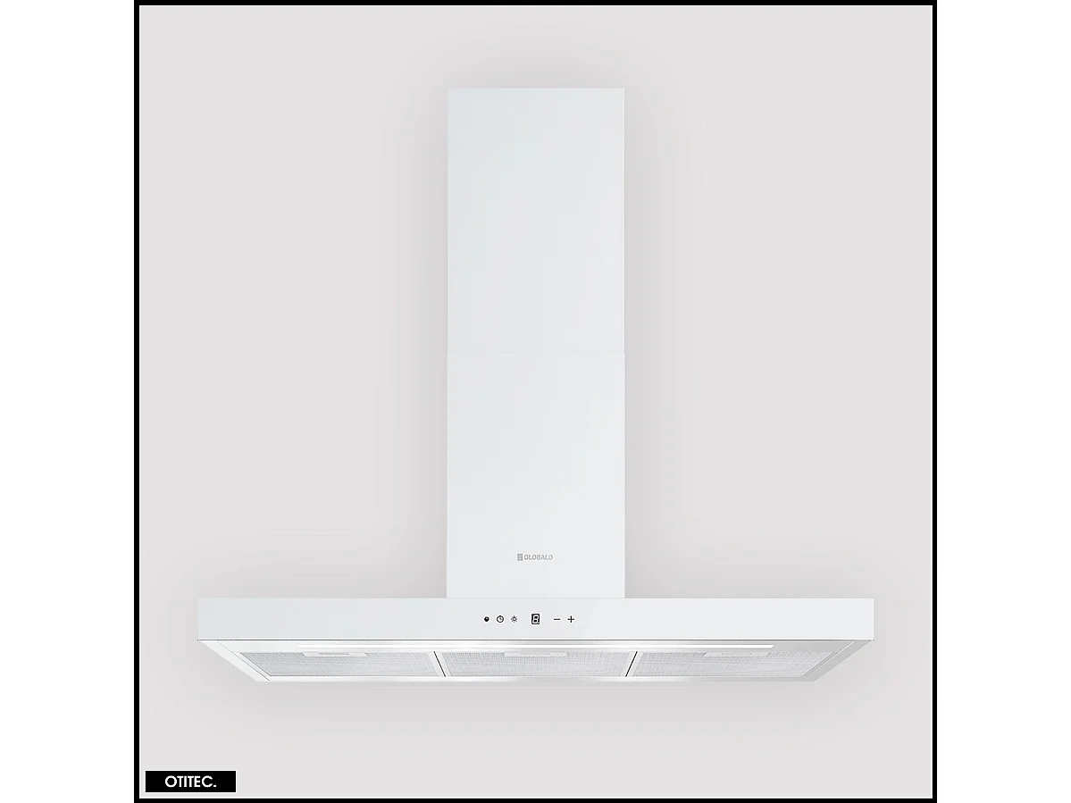 Hotte Murale Aspirante Silencieuse - 90 cm - 608 m3/h - LONATIO - Blanc