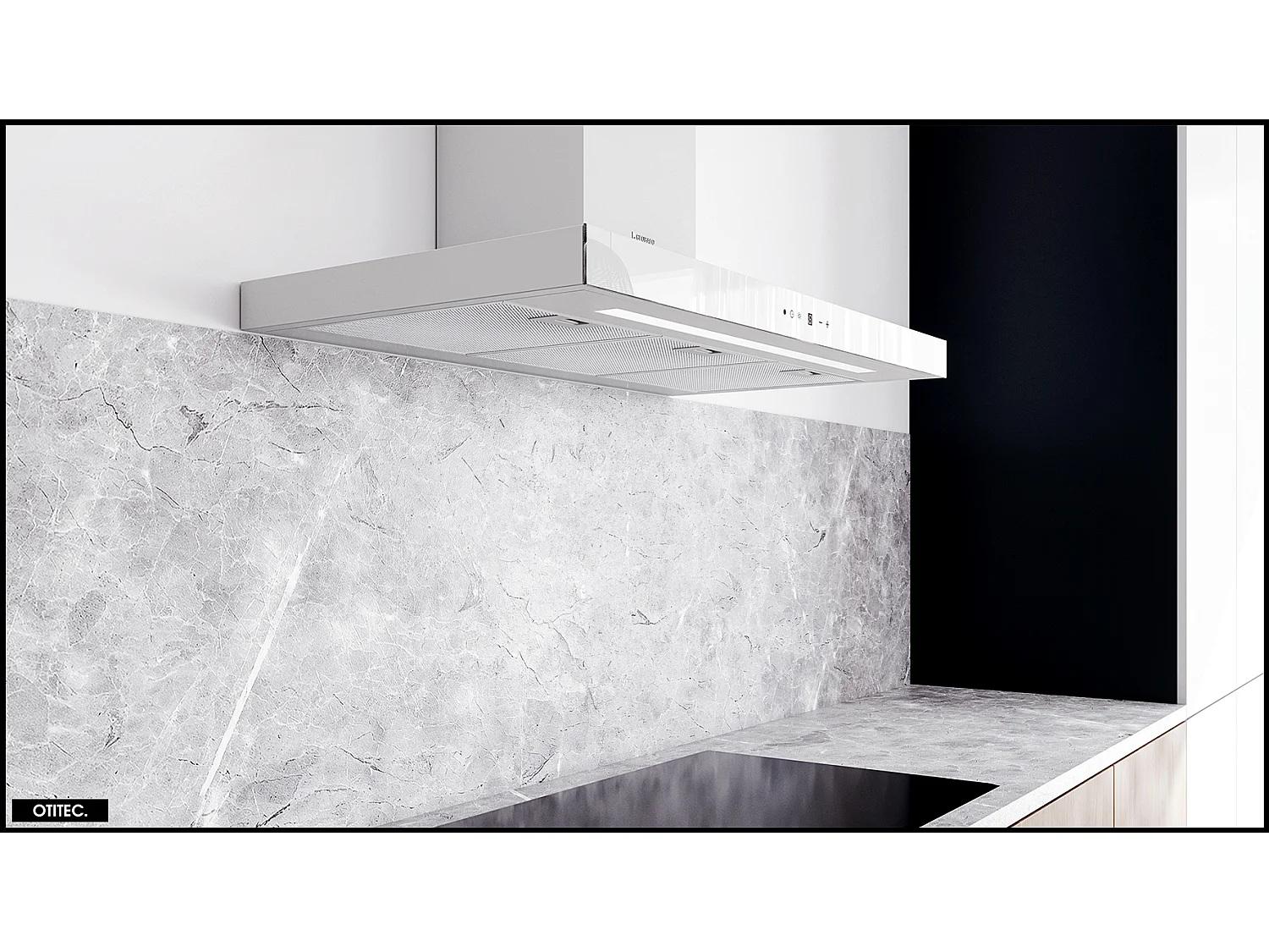 Hotte Murale Aspirante Silencieuse - 90 cm - 608 m3/h - LONATIO - Blanc