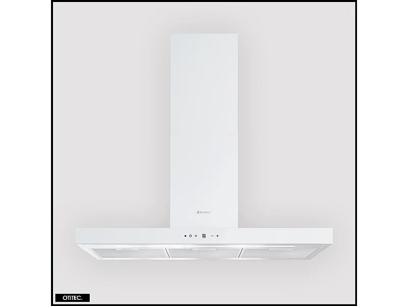 Hotte Murale Aspirante Silencieuse - 90 cm - 608 m3/h - LONATIO - Blanc