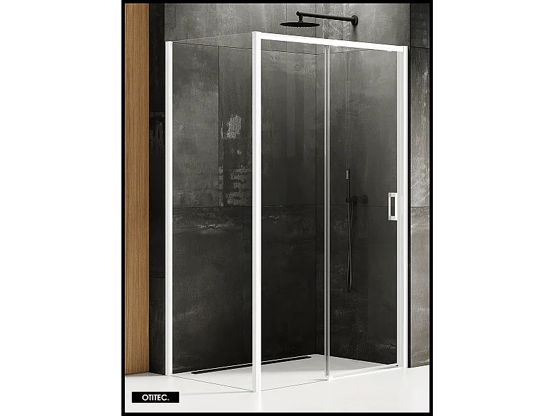 Porte de Douche avec Paroi Latérale - 130 x 70 x 200 - BLANC MAT - PRIME - GAUCHE