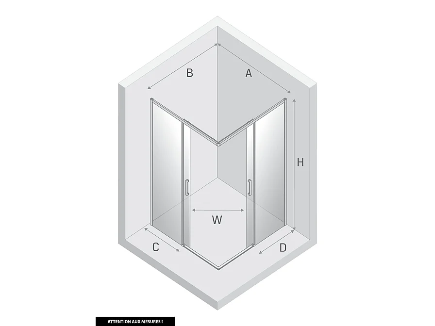 Porte de Douche Coulissante avec Paroi Latérale - 70 x 120 x 200 - GUNMETAL - PRIME