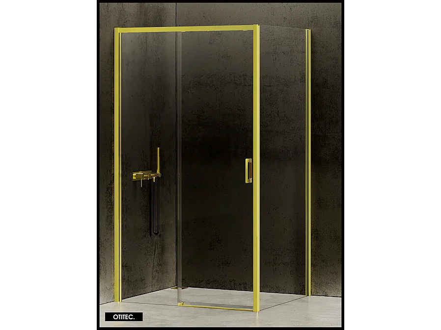 Porte de Douche avec Paroi Latérale (ouverture depuis l'angle) - 100 x 70 x 200 - OR LÉGER - PRIME - GAUCHE