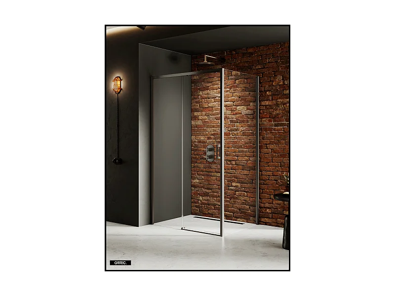 Porte de Douche avec Paroi Latérale (ouverture depuis l'angle) - 120 x 70 x 200 - GUNMETAL - PRIME - GAUCHE