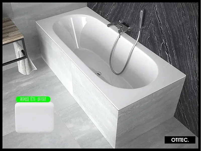 Baignoire Droite sans Tablier - 150 x 75 cm - VITAE SANS TABLIER - REPOSE-TÊTE OFFERT