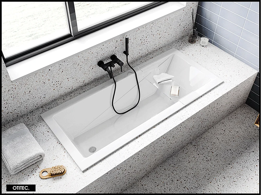 Baignoire Droite sans Tablier - 170 x 70 cm - MODERN SANS TABLIER - REPOSE-TÊTE OFFERT