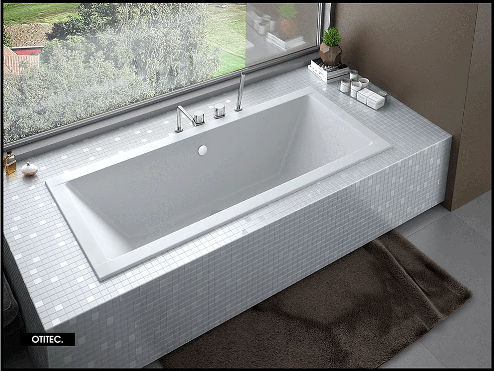 Baignoire Droite sans Tablier - 175 x 80 cm - QUADRO SANS TABLIER - REPOSE-TÊTE OFFERT