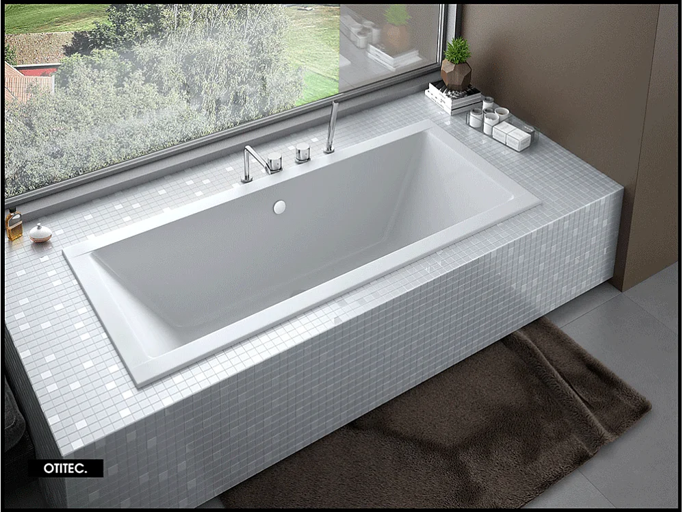 Baignoire Droite sans Tablier - 175 x 80 cm - QUADRO SANS TABLIER - REPOSE-TÊTE OFFERT