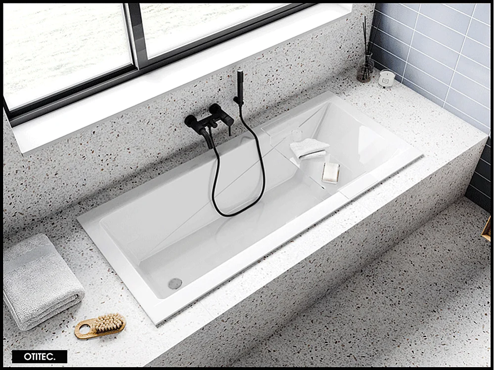 Baignoire Droite sans Tablier - 180 x 80 cm - MODERN SANS TABLIER - REPOSE-TÊTE OFFERT