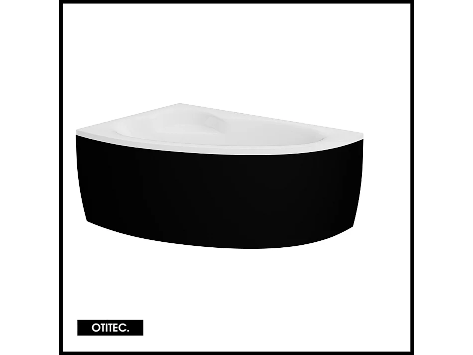 Baignoire asymétrique - 150 x 100 cm - GAUCHE - NATALIA - Tablier Noir - avec SIPHON NOIR OFFERT