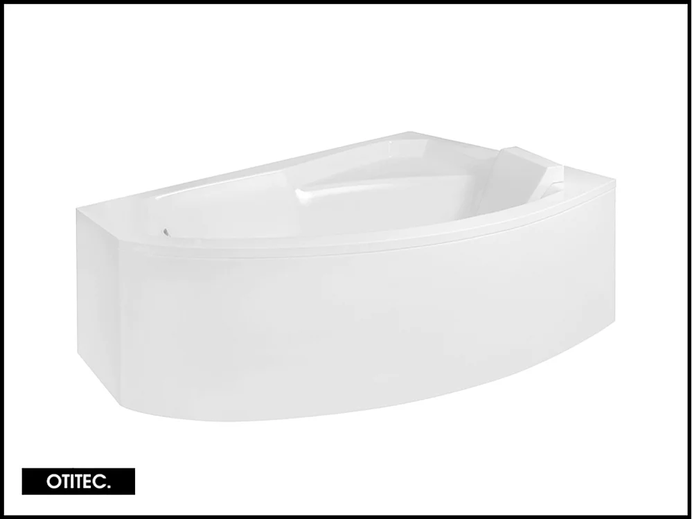 Baignoire Asymétrique avec Tablier - 160 x 100 cm - ARELA - DROITE - avec Repose Tête OFFERT