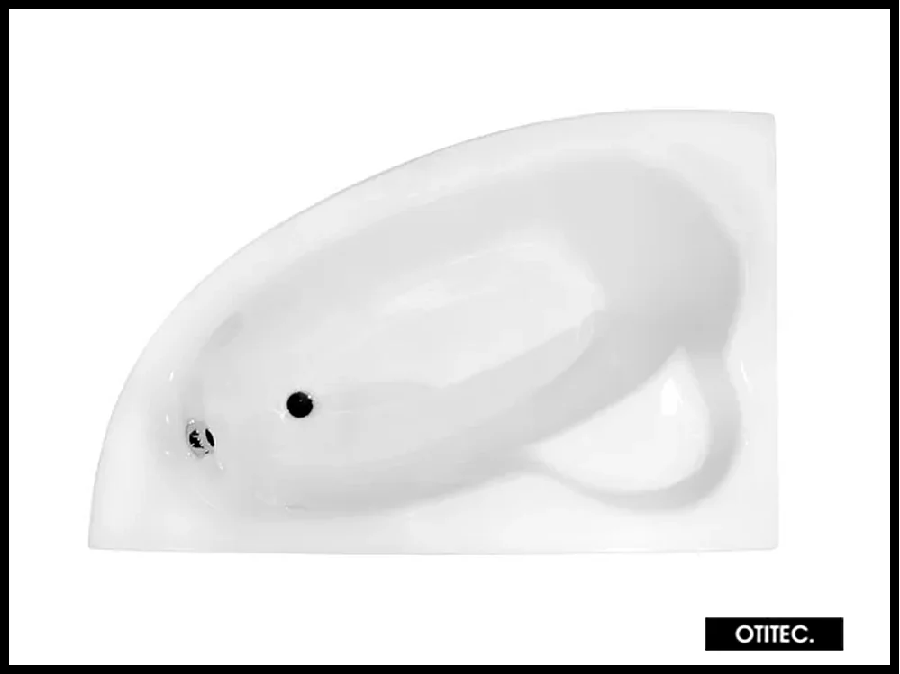 Baignoire asymétrique - 150 x 100 cm - GAUCHE - NATALIA - Tablier Blanc - avec SIPHON CHROMÉ OFFERT