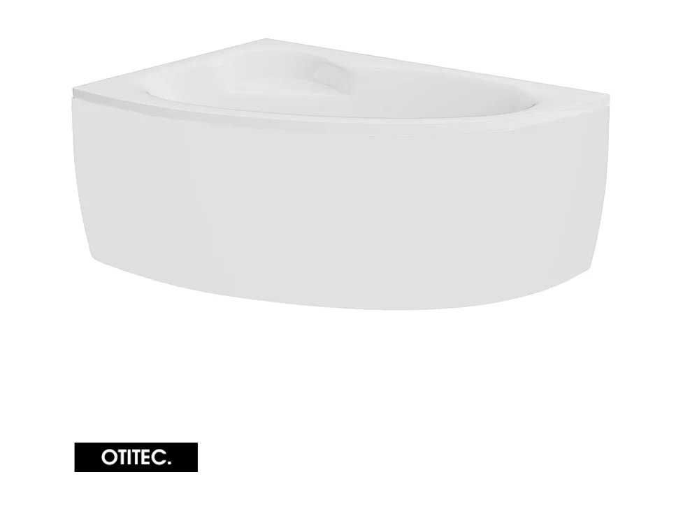 Baignoire asymétrique - 150 x 100 cm - GAUCHE - NATALIA - Tablier Blanc - avec SIPHON CHROMÉ OFFERT