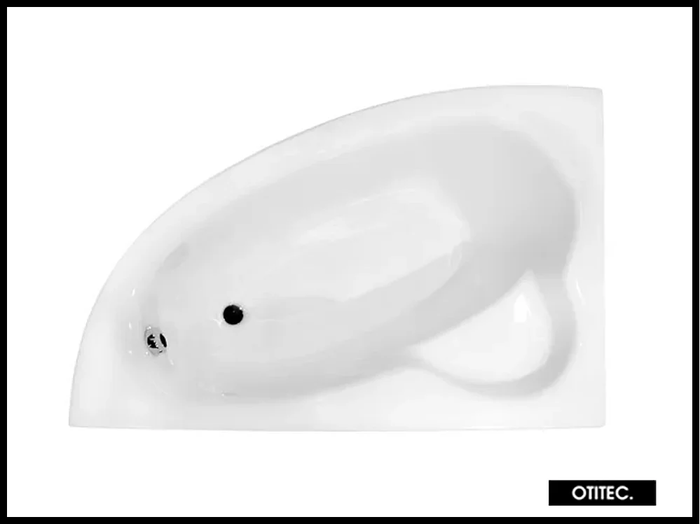 Baignoire asymétrique - 150 x 100 cm - GAUCHE - NATALIA - Tablier Blanc - avec SIPHON CHROMÉ OFFERT